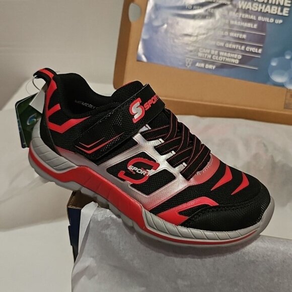 S Sport by Skechers BOYs Sneakers Stretch-Laced Memory Foam, KLAE/Red/Black~6 - Picture 1 of 11